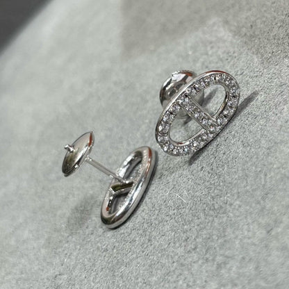 [Dawnora Jewelry]HM FULL DIAMOND PIG NOSE STUD EARRINGS