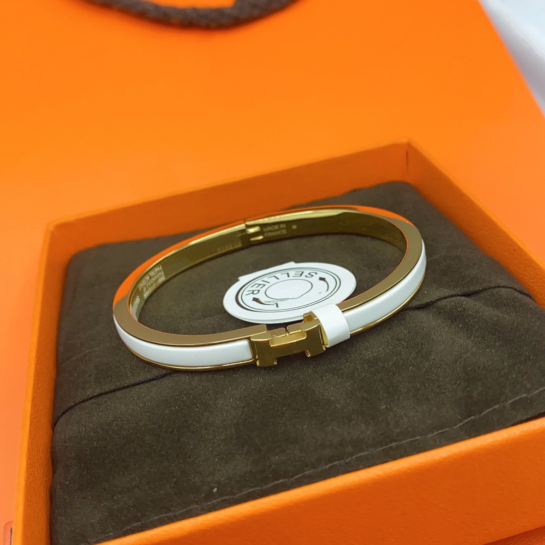 [Dawnora Jewelry]CLASSIC HM CLIC WHITE 8MM ENAMEL BRACELET