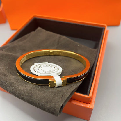 [Dawnora Jewelry]CLASSIC HM CLIC BLACK 8MM ENAMEL BRACELET