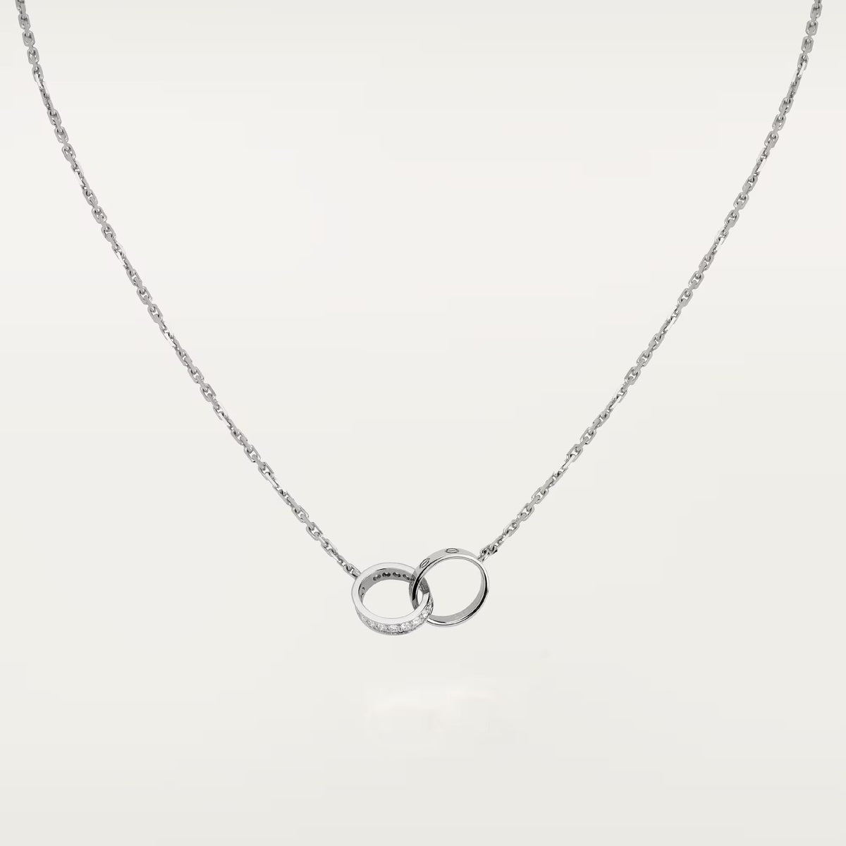[Dawnora Jewelry]LOVE DOUBLE RING HALF DIAMOND NECKLACE