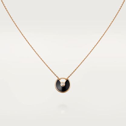 [Dawnora Jewelry]AMULETTE ROSE GOLD ONYX NECKLACE