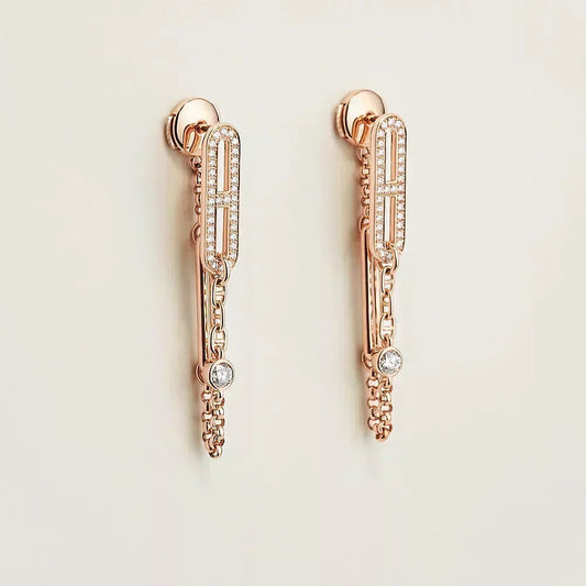 [Dawnora Jewelry]CHAINE CHAOS DIAMOND DROP EARRINGS