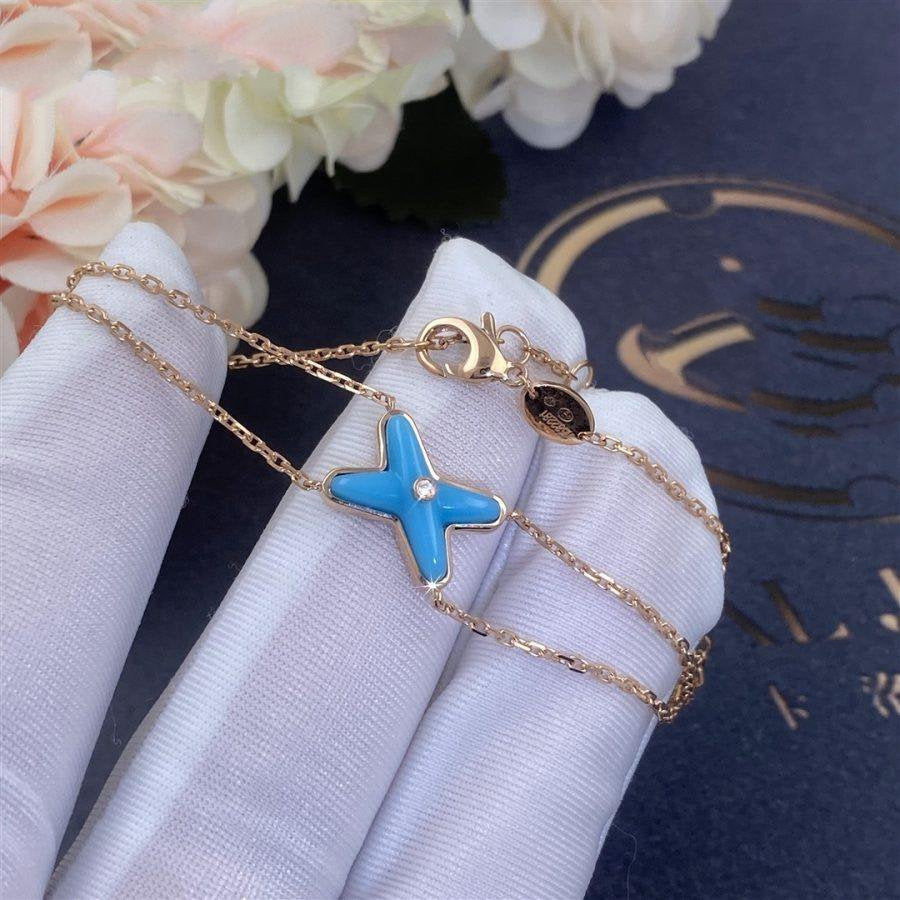 [Dawnora Jewelry]JEUX BRACELET TURQUOISE PINK GOLD 1 DIAMOND