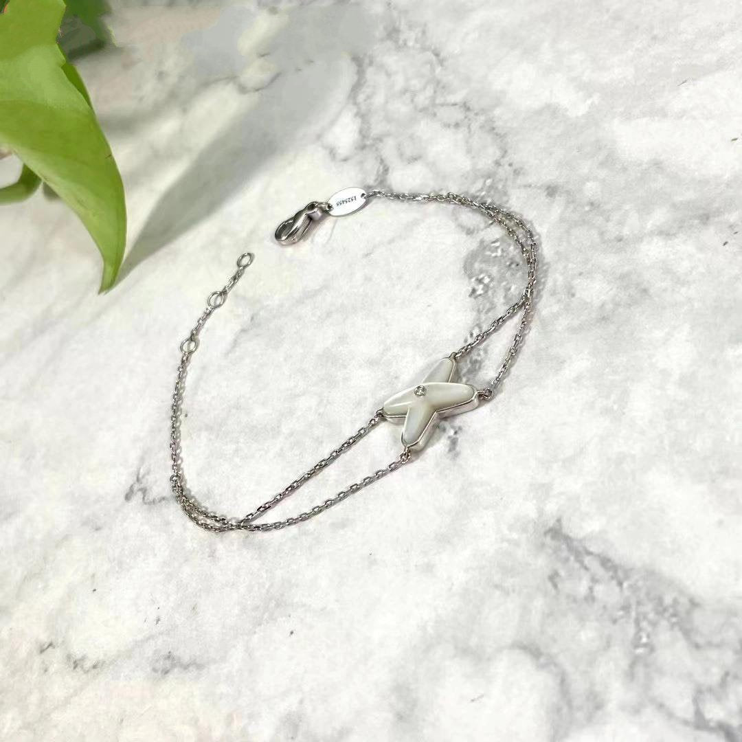 [Dawnora Jewelry]JEUX BRACELET WHITE MOP SILVER 1 DIAMOND