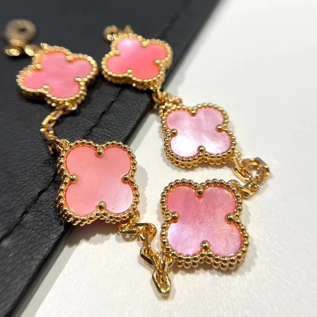 [Dawnora Jewelry] CLOVER 5 MOTIFS  PINK MOP BRACELET COLLECTION