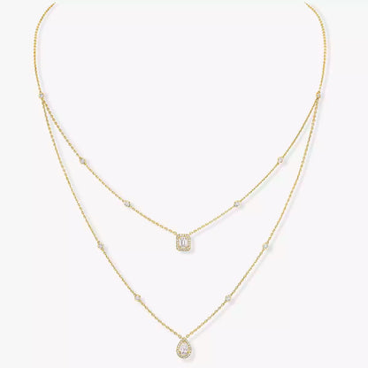 [Dawnora Jewelry]Diamond Necklace My Twin 2 Rows