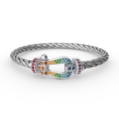 [Dawnora Jewelry]FORC LARGE HORSESHOE  COLORED DIAMOND BRACELET SILVER