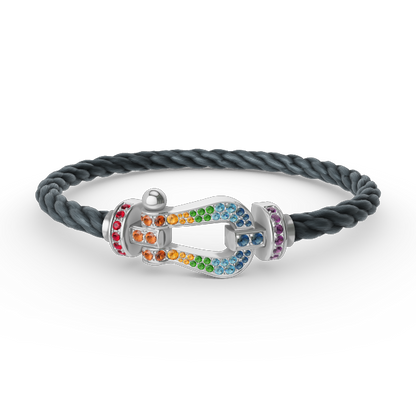 [Dawnora Jewelry]FORC LARGE HORSESHOE  COLORED DIAMOND BRACELET SILVER