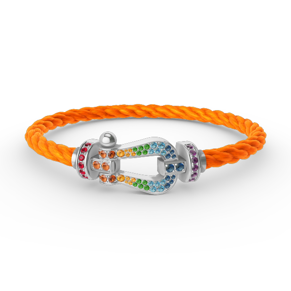 [Dawnora Jewelry]FORC LARGE HORSESHOE  COLORED DIAMOND BRACELET SILVER