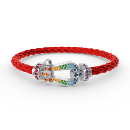 [Dawnora Jewelry]FORC LARGE HORSESHOE  COLORED DIAMOND BRACELET SILVER