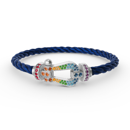 [Dawnora Jewelry]FORC LARGE HORSESHOE  COLORED DIAMOND BRACELET SILVER
