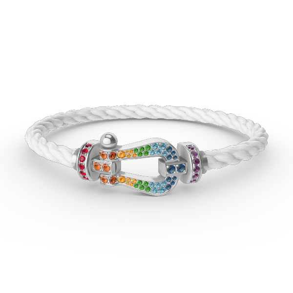 [Dawnora Jewelry]FORC LARGE HORSESHOE  COLORED DIAMOND BRACELET SILVER
