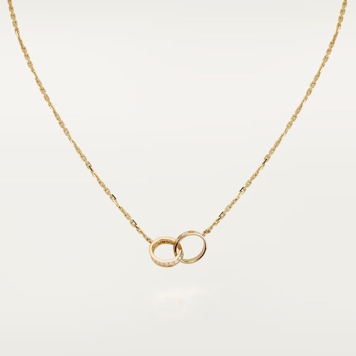 [Dawnora Jewelry]LOVE DOUBLE RING HALF DIAMOND NECKLACE