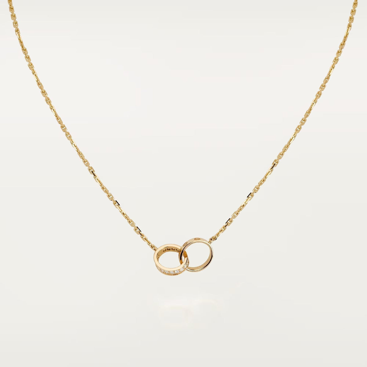 [Dawnora Jewelry]LOVE DOUBLE RING HALF DIAMOND NECKLACE
