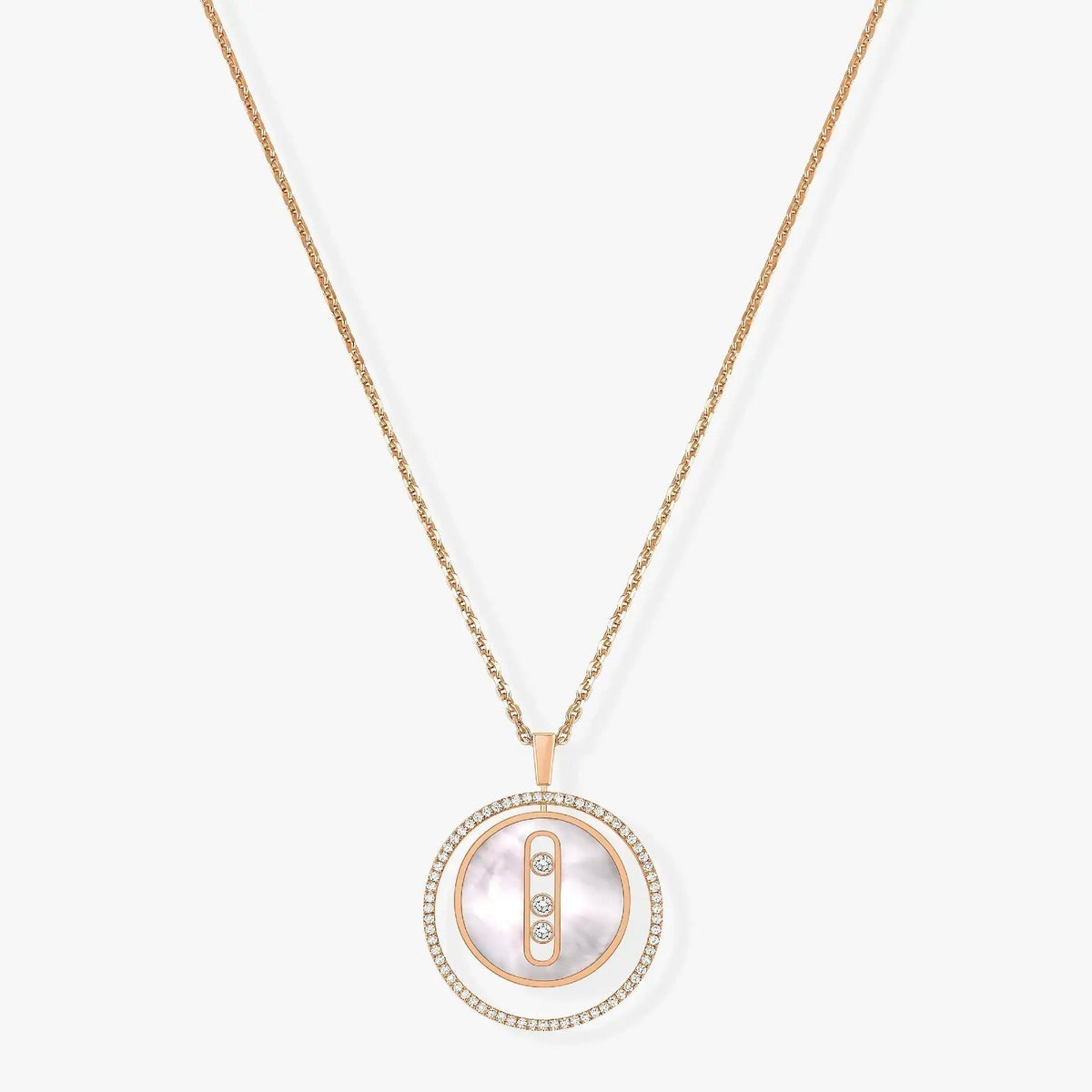 [Dawnora Jewelry]LUCKY MOVE MM NACRE BLANCHE DIAMOND NECKLACE