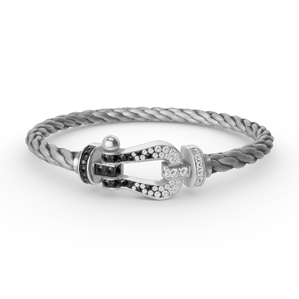 [Dawnora Jewelry]FORCE LARGE HORSESHOE BLACK WHITE DIAMOND BRACELET SILVER