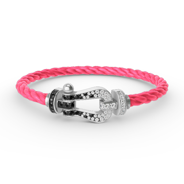 [Dawnora Jewelry]FORCE LARGE HORSESHOE BLACK WHITE DIAMOND BRACELET SILVER