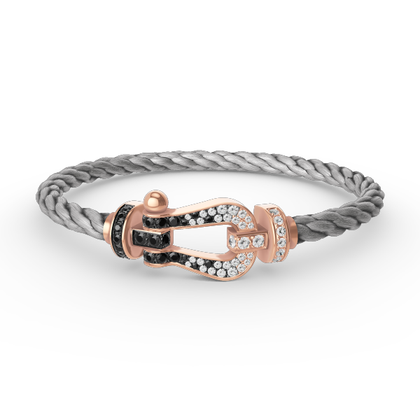 [Dawnora Jewelry]FORCE LARGE HORSESHOE BLACK WHITE DIAMOND BRACELET ROSE GOLD