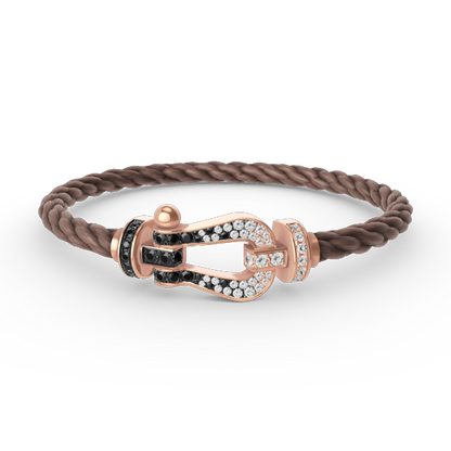 [Dawnora Jewelry]FORCE LARGE HORSESHOE BLACK WHITE DIAMOND BRACELET ROSE GOLD