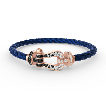 [Dawnora Jewelry]FORCE LARGE HORSESHOE BLACK WHITE DIAMOND BRACELET ROSE GOLD