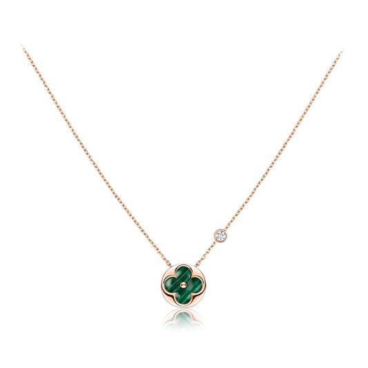 [Dawnora Jewelry]SUN PEDANT PINK GOLD 1 DIAMOND NECKLACE