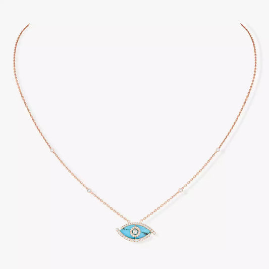 [Dawnora Jewelry]Lucky Eye Diamond Necklace in  Gold and Turquoise