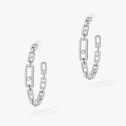 [Dawnora Jewelry]Move Link Diamond Hoop Earrings