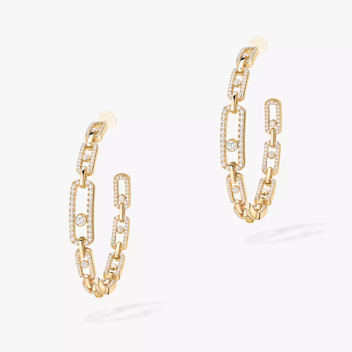 [Dawnora Jewelry]Move Link Diamond Hoop Earrings