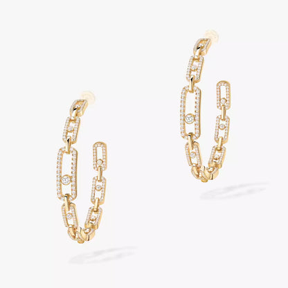 [Dawnora Jewelry]Move Link Diamond Hoop Earrings