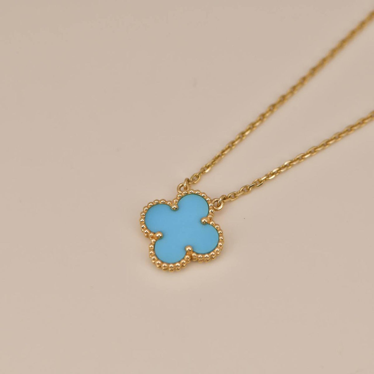 [Dawnora Jewelry]CLOVER 15MM VINTAGE TURQUOISE NECKLACE