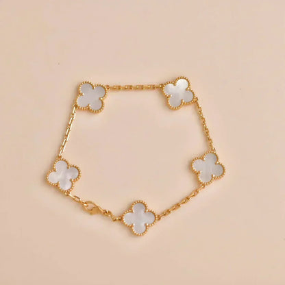 [Dawnora Jewelry]CLOVER WHITE PEARL MOP 5 MOTIF BRACELET COLLECTION
