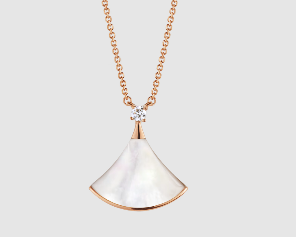 [Dawnora Jewelry]DREAM NECKLACE WHITE MOP PINK GOLD 1 DIAMOND