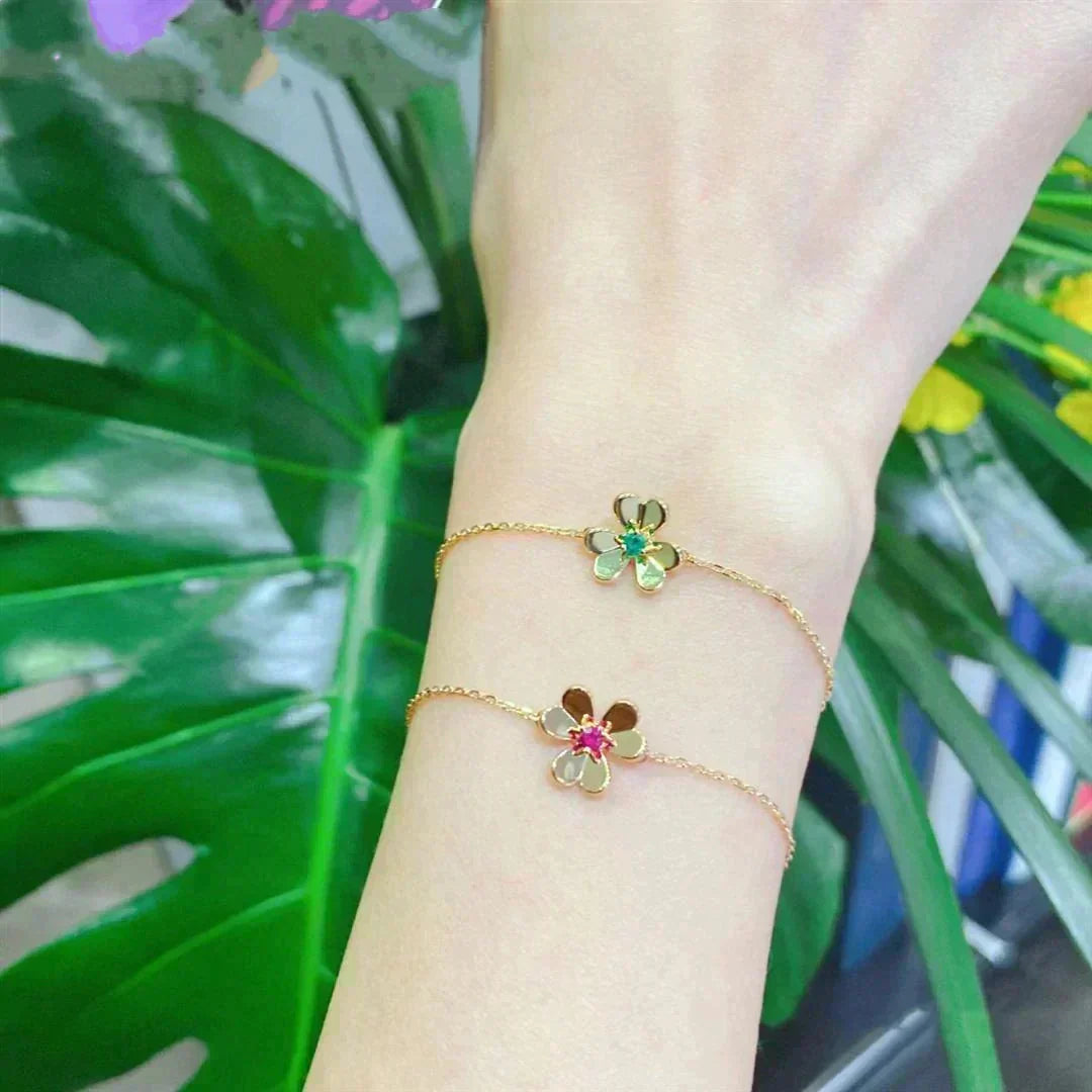 [Dawnora Jewelry]FRIVOLE GOLD FLOWER PINK MALACHITE BRACELET
