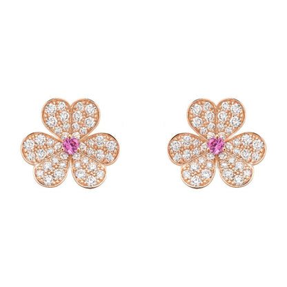 [Dawnora Jewelry]FRIVOLE PINK GOLD FLOWER DIAMOND EARRINGS