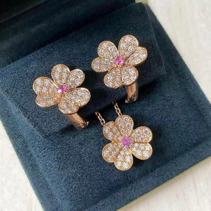 [Dawnora Jewelry]FRIVOLE PINK GOLD FLOWER DIAMOND EARRINGS