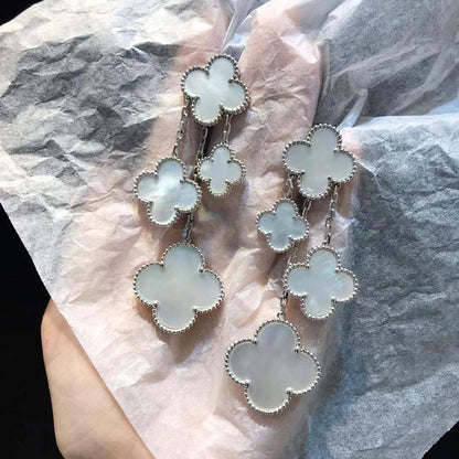 [Dawnora Jewelry]CLOVER EARRINGS WHITE MOP 4 MOTIFS SILVER