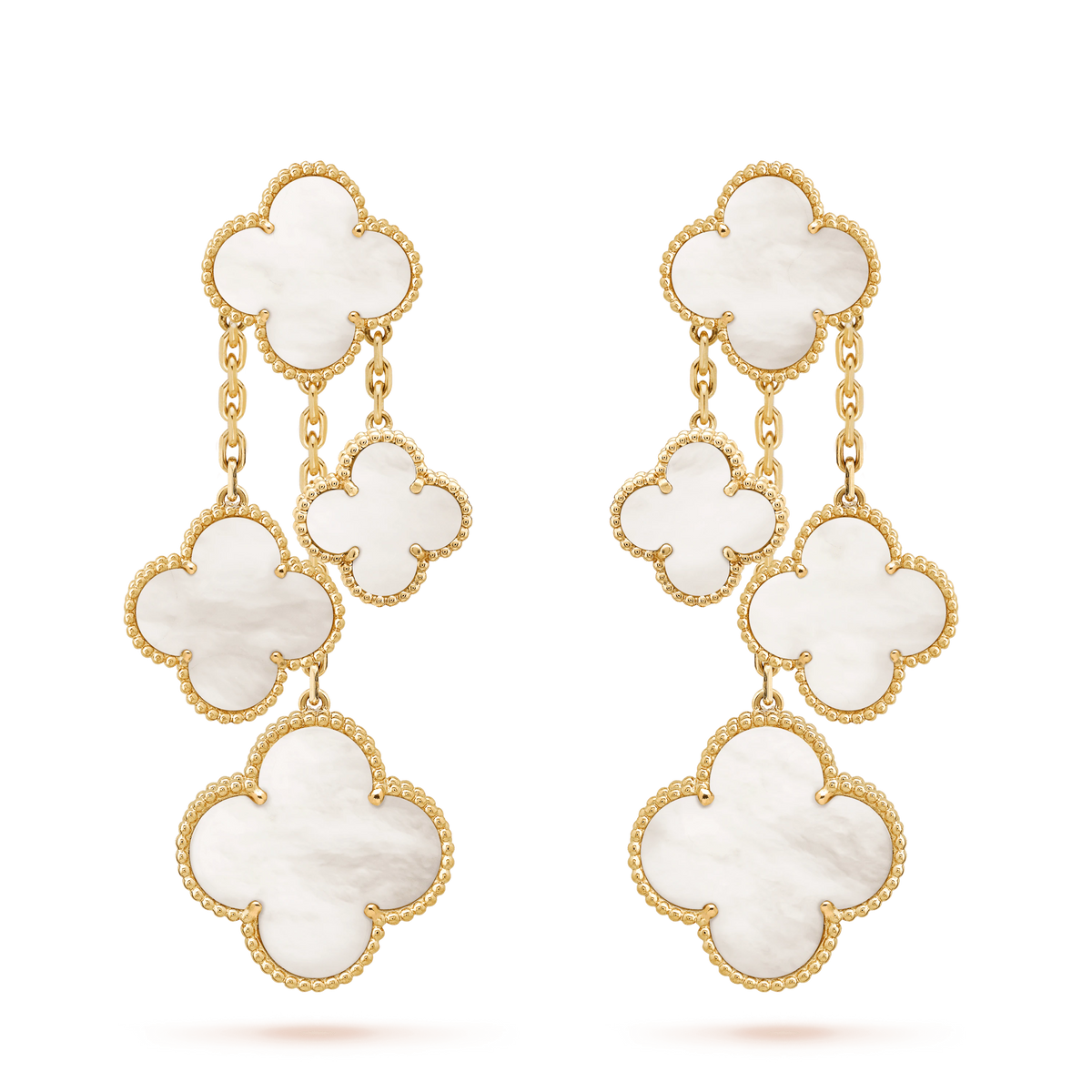 [Dawnora Jewelry]CLOVER EARRINGS WHITE MOP 4 MOTIFS GOLD