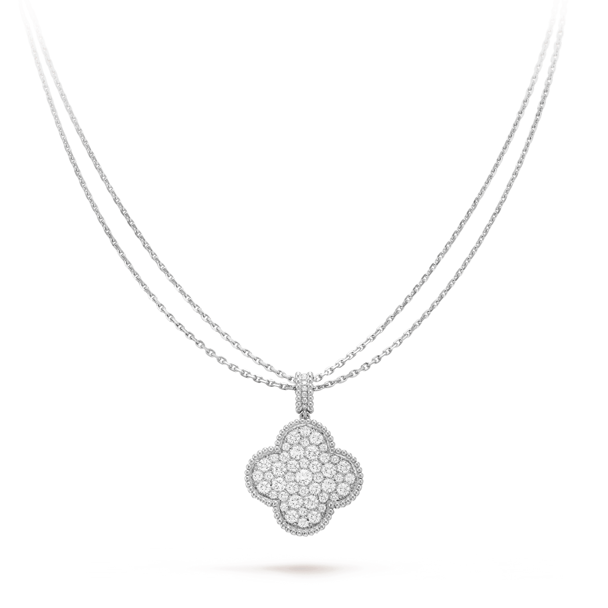 [Dawnora Jewelry]CLOVER 25MM SILVER FULL DIAMOND BIG CLOVER NECKLACE