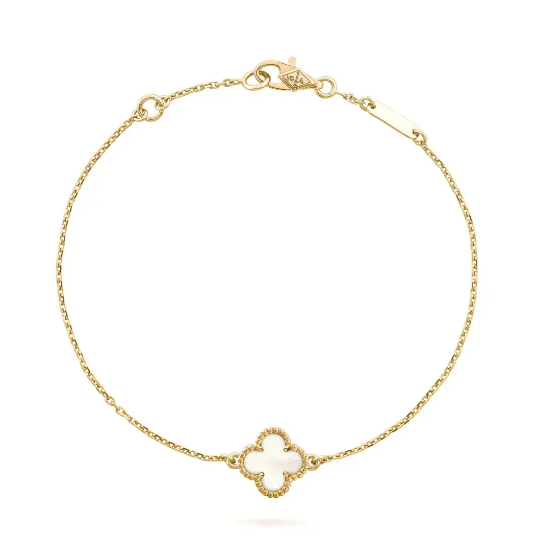 [Dawnora Jewelry]CLOVER WHITE MOP SINGLE FLOWER BRACELET
