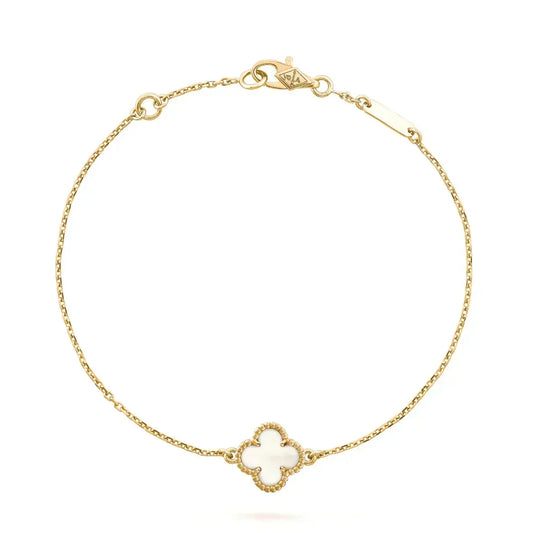 [Dawnora Jewelry]CLOVER WHITE MOP SINGLE FLOWER BRACELET