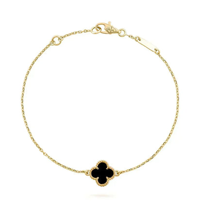 [Dawnora Jewelry]CLOVER ONYX SINGLE FLOWER BRACELET