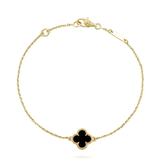 [Dawnora Jewelry]CLOVER ONYX SINGLE FLOWER BRACELET