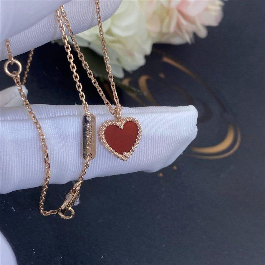 [Dawnora Jewelry]SWEET CLOVER CARNELIAN HEART NECKLACE