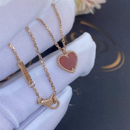 [Dawnora Jewelry]SWEET CLOVER CARNELIAN HEART NECKLACE