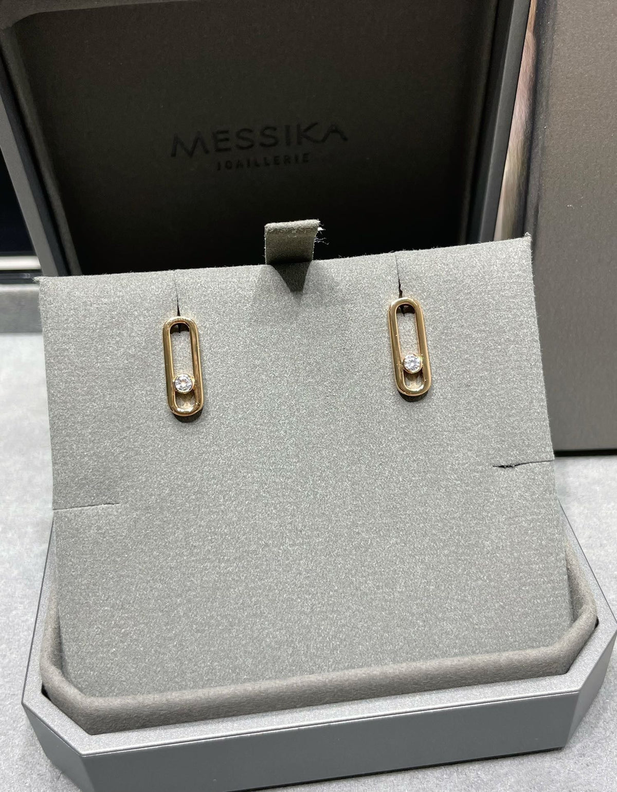 [Dawnora Jewelry]MOVE UNO SMALL 1 DIAMOND EARRINGS