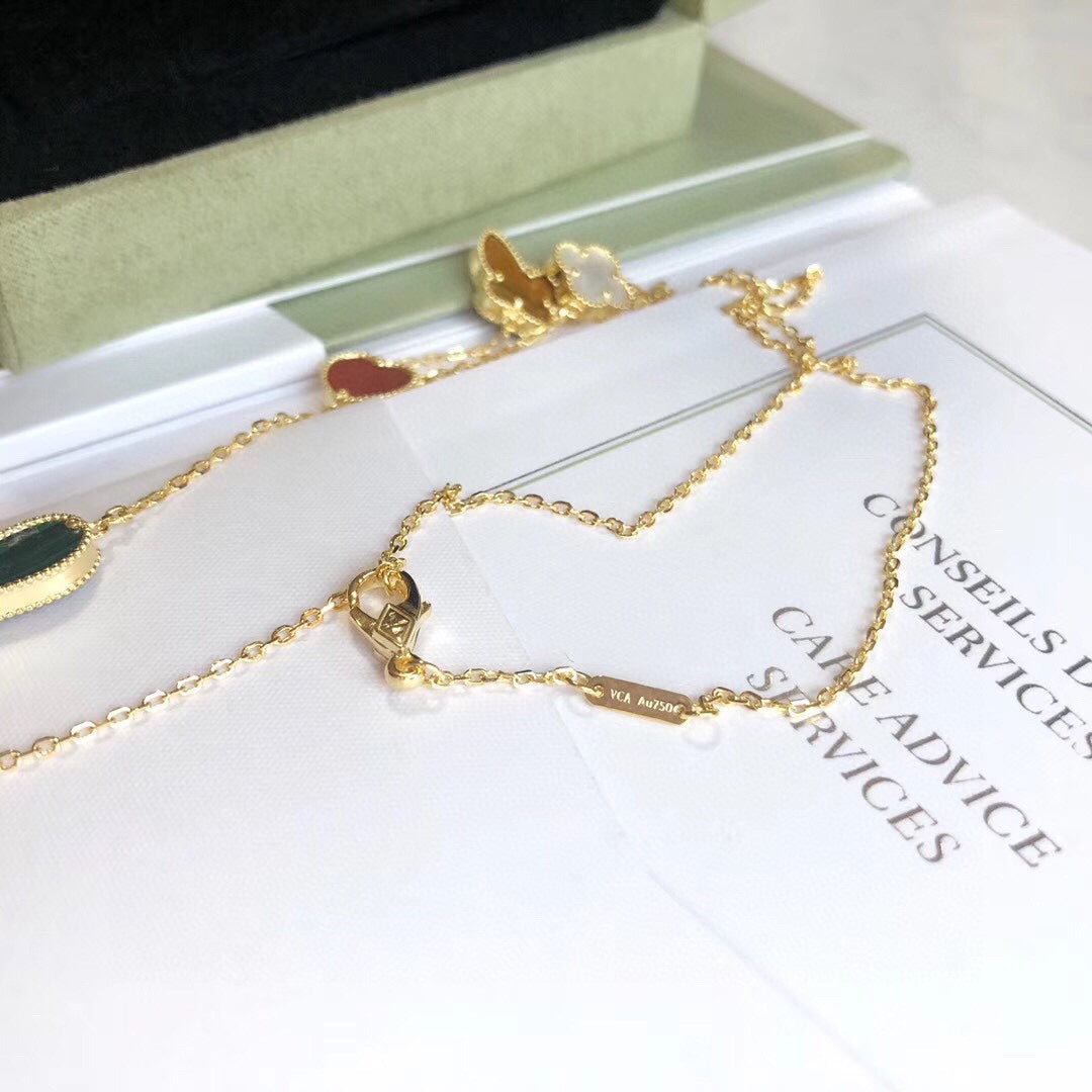 [Dawnora Jewelry]LUCKY SPRING 4 MOTIFS ROSE GOLD NECKLACE