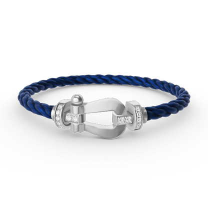 [Dawnora Jewelry]FORCE LARGE HORSESHOE HALF DIAMOND BRACELET SILVER