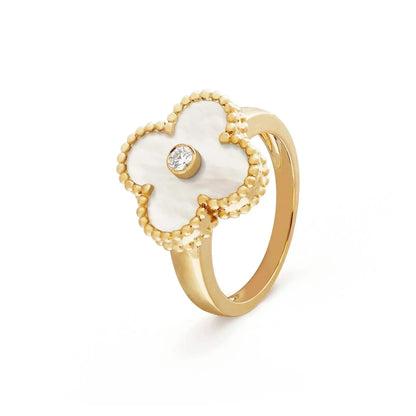 [Dawnora Jewelry]CLOVER PINK MOP RING GOLD DIAMOND